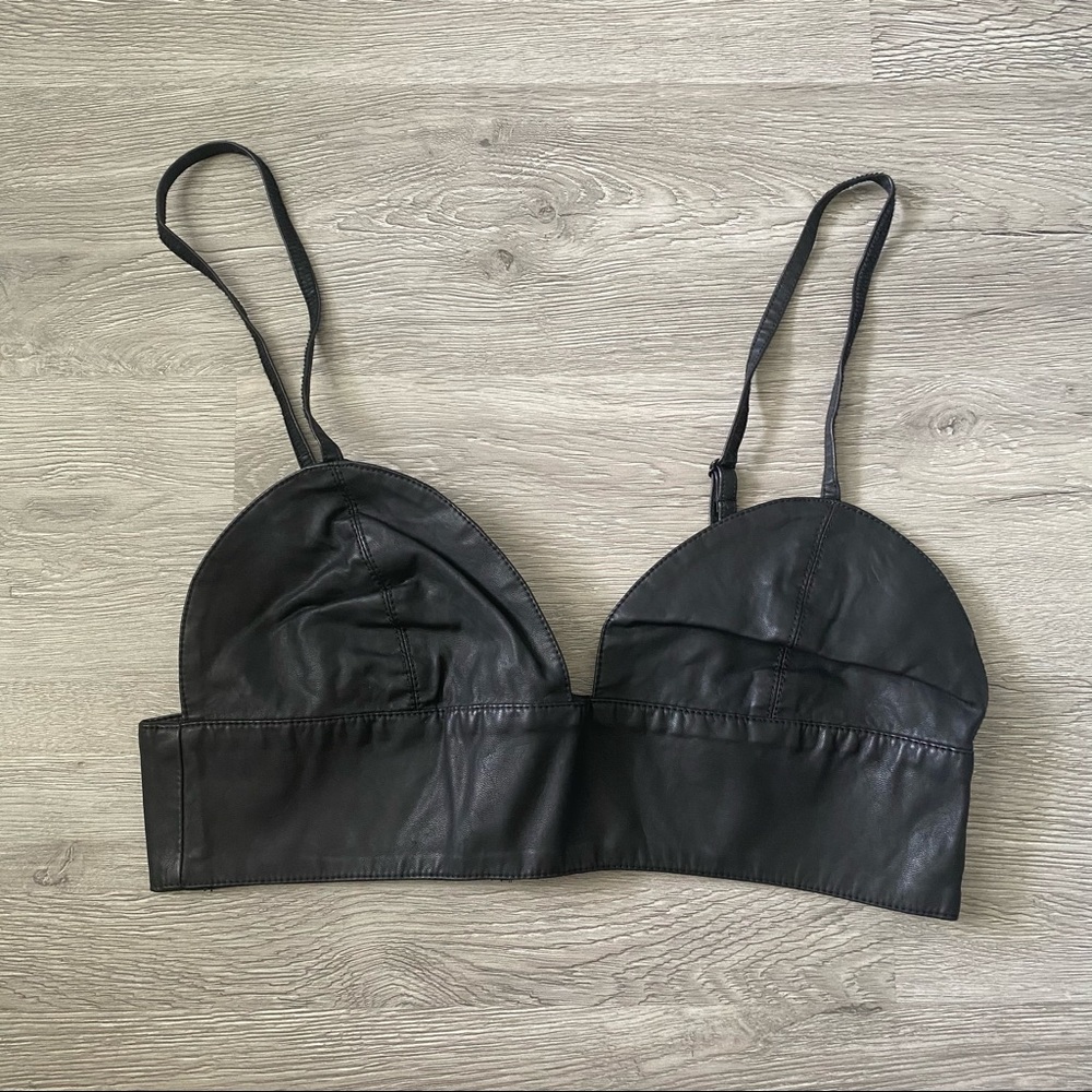 Faux leather bralette